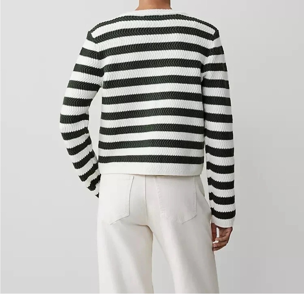 NWT Ann Taylor striped stitch jacket/cardigan sweater. Dark green/cream. Medium - Picture 10 of 10